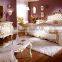 Royal Elegant English Style Victorian Silver Floral Painted Solid Wood Crown Bed with Matching Bedroom Items BF12-05244a