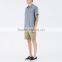 New Stylish Dress Shirt With Square Collar Plain Grey Mens Short Sleeve Silk Shirts