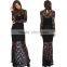 MGOO Fast Selling 2015 OEM/ODM Hollow Out Lace Dress Black Sheath Maxi Dress Long Sleeve Prom Dress D662
