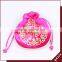 Hot Pink Chinese Style Brocade Small Beads Drawstring Pouch SH054