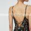 spaghetti strap and V-neck ladies hem split sleeveless maxi dress