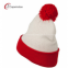 Red White Long Beanie Winter Hats Dual Layers with Pure Acrylic