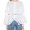 Ladies Twill Lace Blouse Latest Women Blouses Button Open on The Back