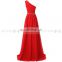 Wholesale Latest Design One Shoulder Floor-Length Red Chiffon Beaded Long Bridesmaid Dresses SD343