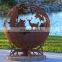 2018 new design leaf pattern large metal fire pit sphere