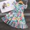 Baby Girls Summer Dress Fashion Fly Sleeve Flower Pattern Print Girls Dress Boutique Children Clothes Kids Party Dress