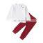Baby Spring Autumn Clothing Infant Baby Solid Color Tops shirt Long Pants 2Pcs clothes Set Ribbed striped Tracksuit Outfit
