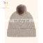 100% Cashmere, шерстяной кепка с вязаным узором и пупыром, оптовая продажа девочих кепок