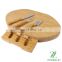 Wholesale Oval Bamboo Cheese Cutting Board Set with Drawer and 3 knives Set