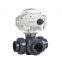 COVNA 3 Way T Port PVC Electric Actuator Ball Valve Plastic Electric Ball Valve
