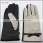 Ladies cheap winter suede leather gloves with bowknot