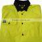 Workwear Long sleeve cotton elastance Hi Visible yellow woven safery protective shirt