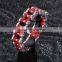 Red Acrylic Mens 316L Stainless Steel Heavy Metal Silver Motorcycle Bike Chain Bracelet