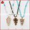 Arrowhead jasper agate pendant necklace with 5-6mm mixed beaded chain