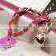 Hot Sell Big Lips Retro Fashion Pink Women Velvet Gold Chain Bracelet