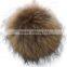 Top auality facotry direct sale 15cm colorful animal fur pom poms keychain New genuine raccoon fur ball key ring