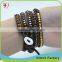 Summer New Style Pink Stone Bead Mix Green On Beige Leather Beach Bracelet