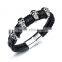 Men Jewelry Stainless Steel Bulk Leather Bracelet Rope Punk Skull Bracelets Bangles