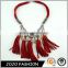 Fashion Multilayer Red Chain Clear Crystal Bead Tassel Statement Choker Necklace