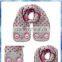 grey and pink heart jacquard fluffy owl pocket scarf for girls