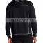 Oem Fleece With Drawstring Rib Hem and Pockets Black Casual Pullovers Men Cut and Sew Stone Wash Hoodie