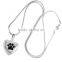 SRP8379 Big Enamel Paw Print Heart Necklace Pet Memorial Jewelry Stainless Steel Cremation Urn Pendant
