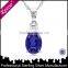 Fashionable Jewelry Set,large Blue Topaz 925 Silver Egg Pendant