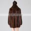 Russian style long brown whole mink fur coat beijing