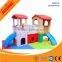 Kindergarten funiture children game center plastic doll house with slide