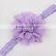 Promotional colorful yarn baby flower elastic headband, kids baby flower headband wholesale