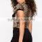 lady cropped leopard sublimation t shirt wholesale cheap