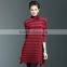 Spring models lady casual clothing stripped turtleneck crinkled dress