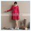 Fashion red linen ladies winter one piece dress of large size