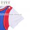 Wholesale Short Sleeve Blue White Graphic Letters Printing Sport Baby Custom Baby Romper Bodysuit Clothes