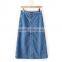 EY0582A 2015 New Style Women Tall Waist Pure Color Single-breasted Cowboy Short Skirt in Front of it