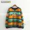 Cotton pullover sweatshirt with colorful stripes for women
