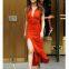 Women Designer Dress Red Fashion Low V Neck Celebrity Party Dress China Online Wholesale