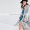 Chunky Knit Shawl Cardigan Sweater Open Front Poncho and Shawl with Fringed Hem