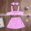 Infant Girls Striped Sling Tube Top Bowknot Top Skirt Bandana Set European Trend