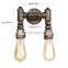 Retro Iron Water Pipe Wall Lamp E27 Bar Restaurant Lamp Fixtures