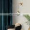 Nordic Industrial Swing Long Arm Wall Lamp Simple E27 Glass Ball Lamp Shape Corridor Wall Lamp