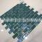 Foshan 4mm blue colored iridescent swimmer swimming pool mosaic picture glass mosaic with wave finish G424001