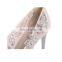 Pink color with flowers design women shinning and glittering upper pumps high heels sandals shoes