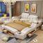 Multi functional genuine leather bed 1.8 m double bed massage wood beds
