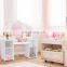 Princess Makeup Dressing Table with 4 Large Storage Shelves and 3-Panel Mirror for Kids and Girls