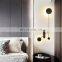Modern Copper LED Wall Light Rotatable Reading Stair TV Backfround Black Golden Art LED Wall Lamps