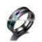 Black Ring for Men Women Groove Rainbow Stainless Steel Wedding Bands Trendy Fraternal Rings Casual Male Jewelry