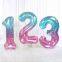 40inch Giant Rainbow Starry Sky Number Balloon Foil Gradient Digital Kids Mermaid Birthday Party Decor Helium Ball