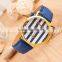 2016 Striped dial quartz watch with leather strap for woman