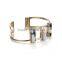 Breslate Design Jewellery 3 Rectangle White Turquoise Gold Cuff Bracelet